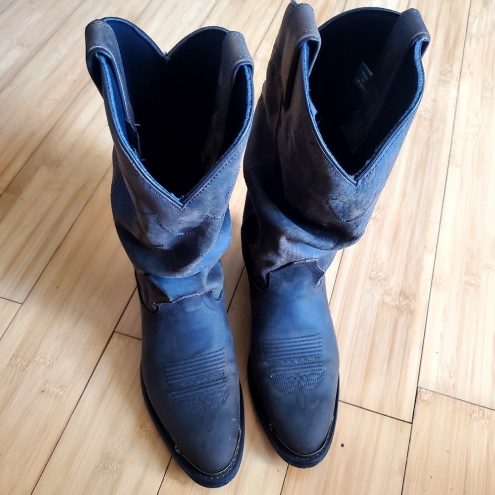 Double H Brown Western Slouch Distressed Leather Boots Size 7 DH5252
